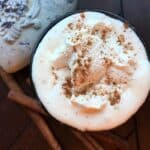 Irish coffee with sprinkle of cinnamon