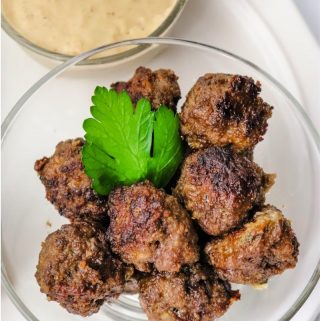 Swedish Meatballs - Served With German Spaetzle 11 Meatballs in a bowl with Swedish Meatball Gravy on the side