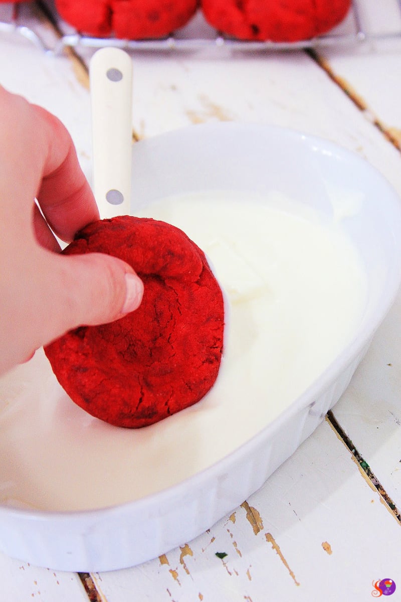 Dipping Valentine Thumbprint Cookies