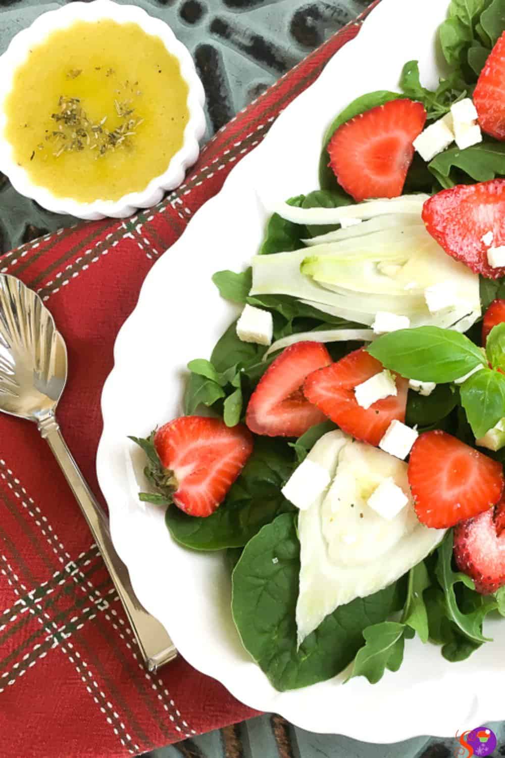 This beautiful Spinach, Strawberry and Fennel Salad with Balsamic Vinaigrette is quick and easy to prepare. It comes together in just 15 minutes, which makes it perfect for lunch or even those busy weeknight meals.