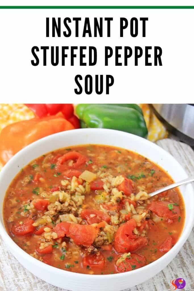 Instant Pot Stuffed Pepper Soup in a bowl