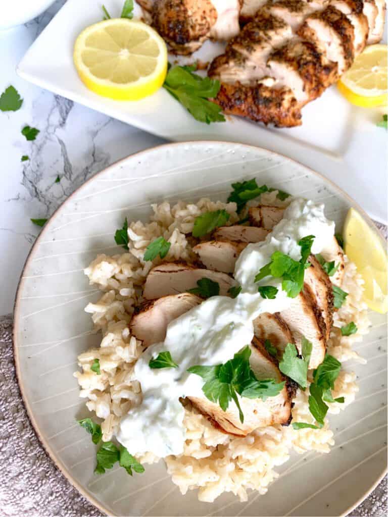 Grilled Greek Lemon Chicken With Creamy Tzaziki