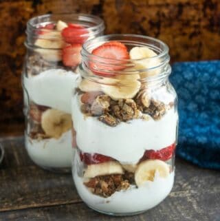 Strawberry Banana Parfait recipe with homemade granola recipe