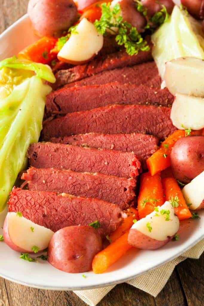 Homemade Corned Beef and Cabbage with Carrots and Potatoes