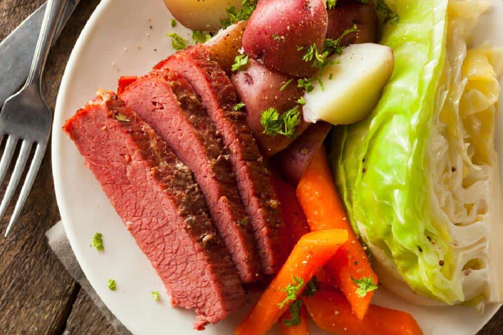 Homemade Corned Beef and Cabbage with Carrots and Potatoes