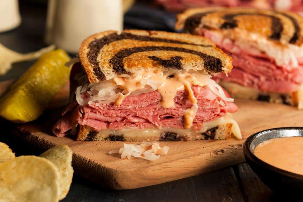 Homemade Reuben Sandwich with Corned Beef and Sauerkraut