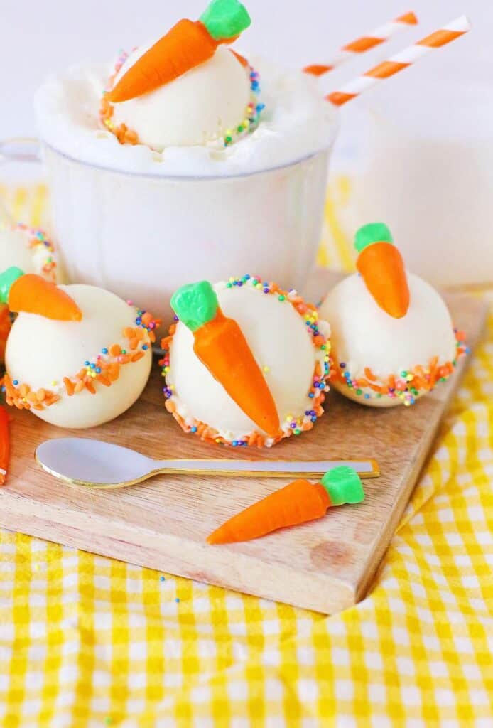 Carrot Cake White Hot Chocolate Bombs