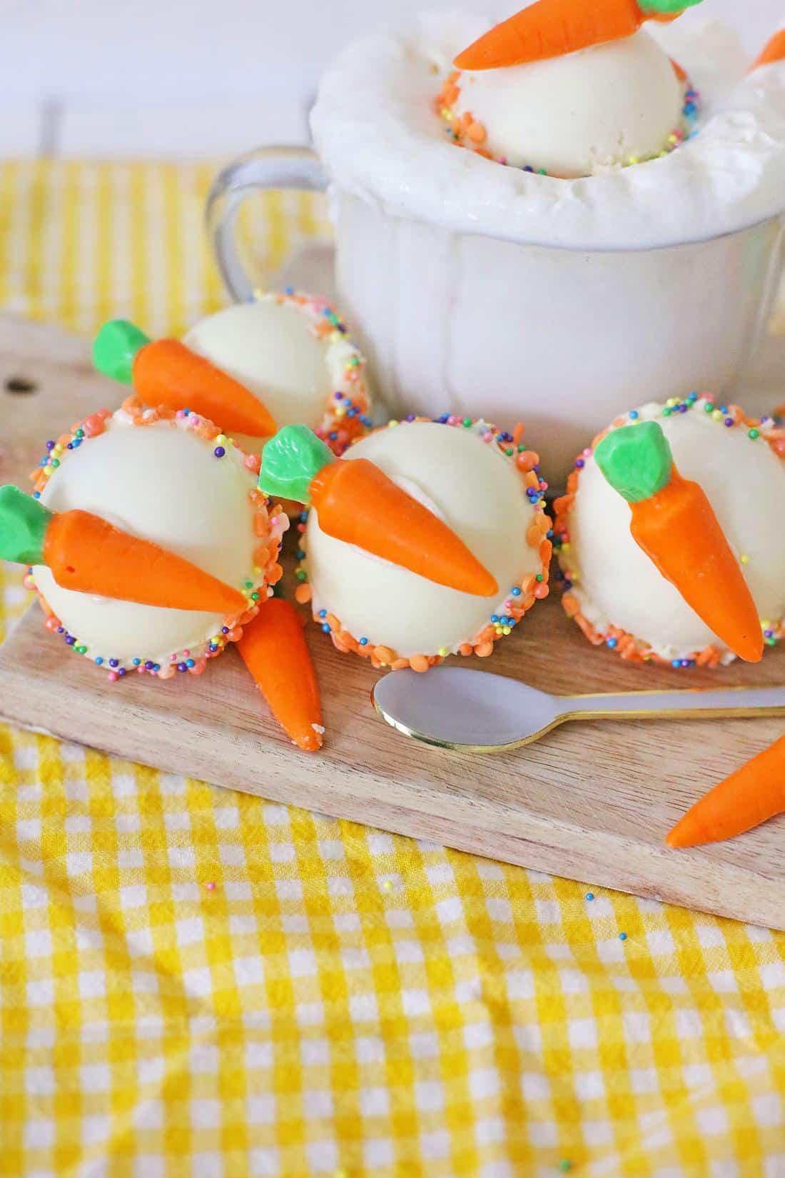Luscious Carrot Cake White Hot Chocolate Bombs