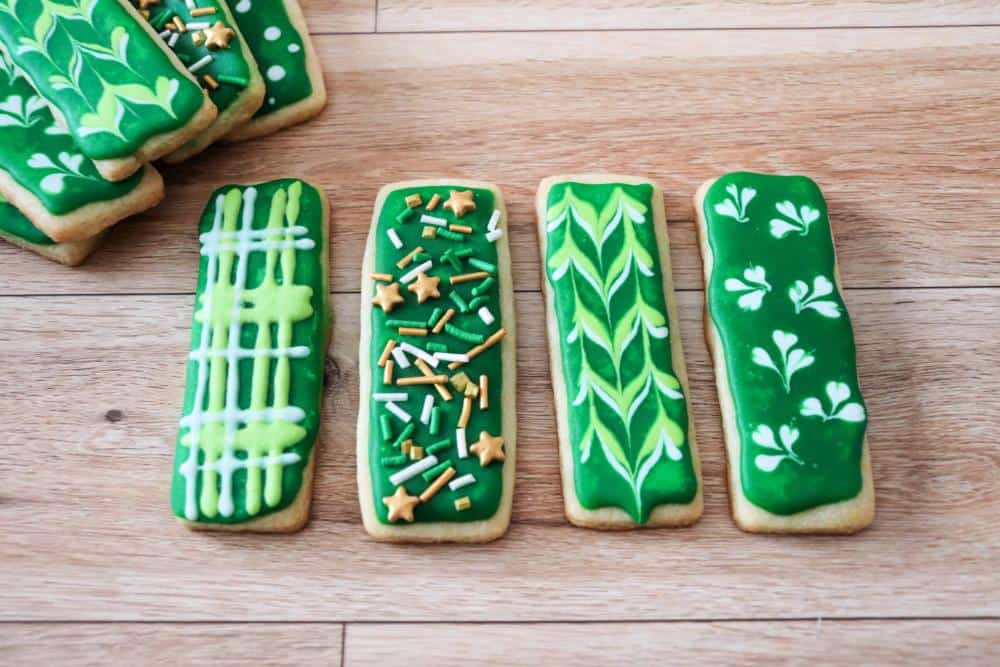 green frosted cookies