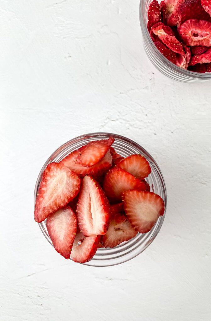 Cut Strawberries in Bowl