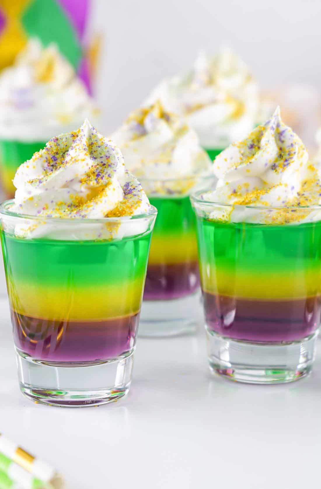 MARDI GRAS JELLO SHOTS: LET THE GOOD TIMES ROLL - Sweet and Savory Morsels