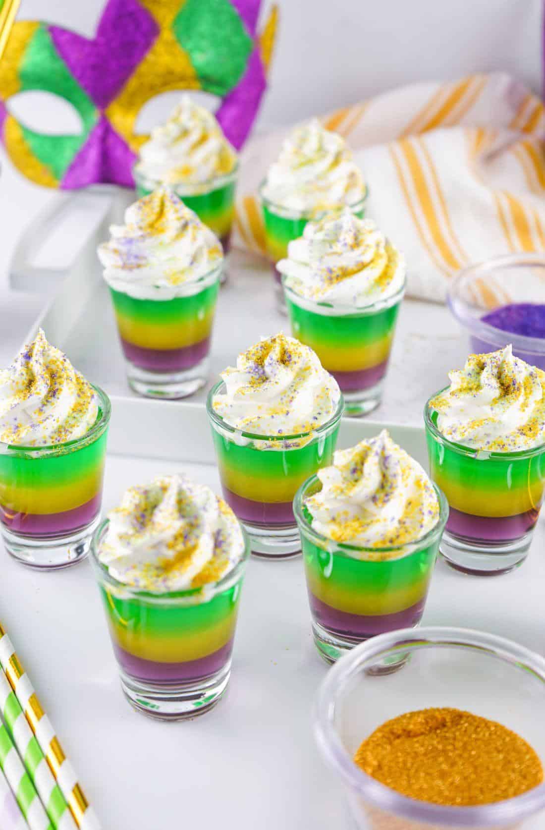 MARDI GRAS JELLO SHOTS: LET THE GOOD TIMES ROLL - Sweet and Savory Morsels