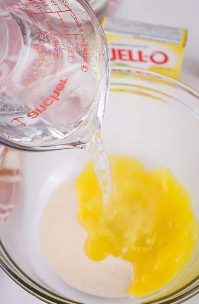 Pour Boiling Water in Lemon Jello