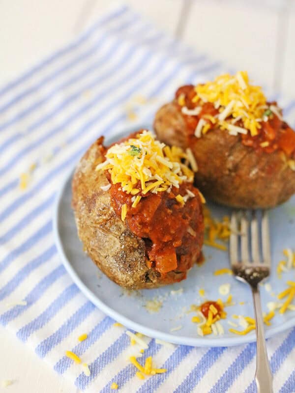 Air Fryer Chili Cheese Baked Potato